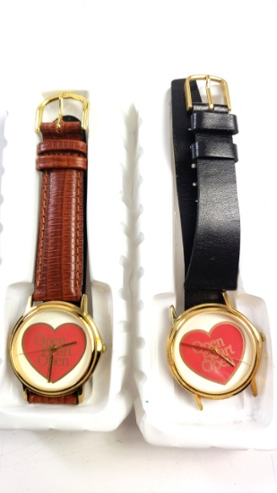 Pair of Vintage Quartz Analog Friendship Watches Heart Face