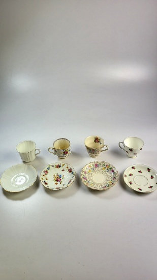 4 x Cups and Saucers - Royal Albert, Old Royal, Longton, Crownford