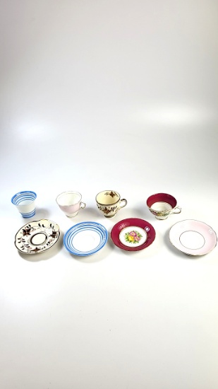 4 x Cups and Saucers - Colclough, Delfine; Roslyn, Grays