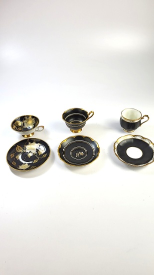 4 x Cups and Saucers - Royal Albert Black, Arsberg,