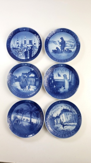 6 X Royal Copenhagen Christmas Collectors Plates 1975 1972 1982 1980 1978 1988