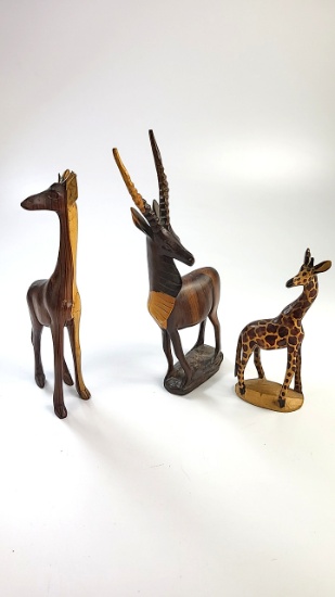Masaii Giraffe Carving + Tribal Giraffe and Gazelle Carving