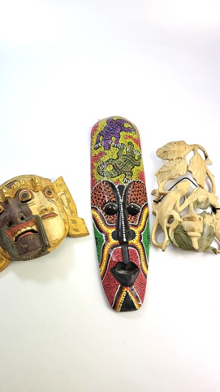 Trio of Carved Masks - Bali, New Zealand