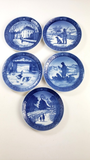 5 X Royal Copenhagen Christmas Collectors Plates 1975 1973 1978 1969 1977