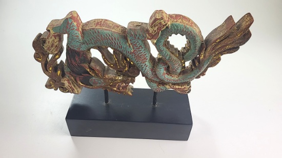Wood Dragon Carving on Stand