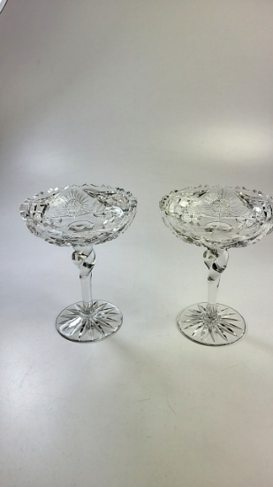 Pair of American Brilliant Cut Glass Bon Bon Dishes