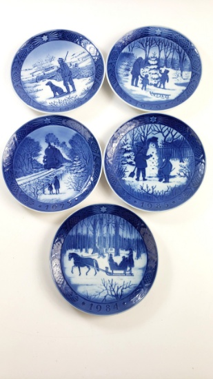 5 X Royal Copenhagen Christmas Collectors Plates 1984 1973 1985 1979 1977