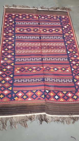 Vintage Afghan Rug 90"x59"