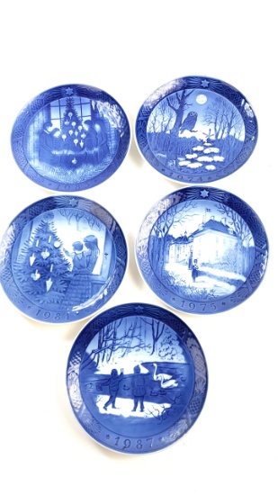 5 X Royal Copenhagen Christmas Collectors Plates 1987 1975 1981 1974 1983