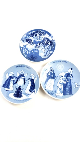 3 X Porsgrund Christmas Julen Plates1983 1975 1972