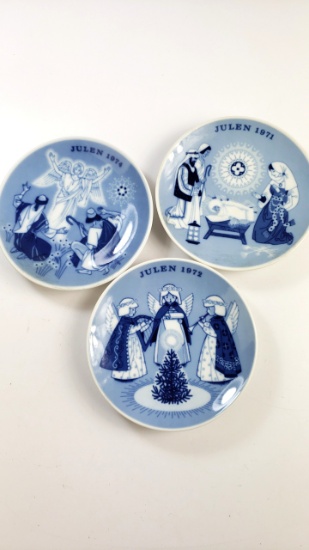 3 X Porsgrund Christmas Julen Plates 19741971 1972
