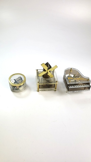 Collection of Acrylic Music Boxes Working (one winder missing)