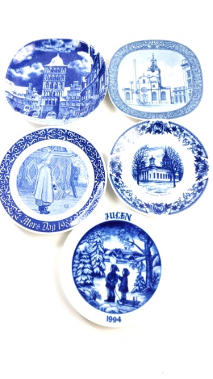 5 X Collector Blue Plate Harnosands Hansano Hackefors Rorlfrand Julen Mothersday