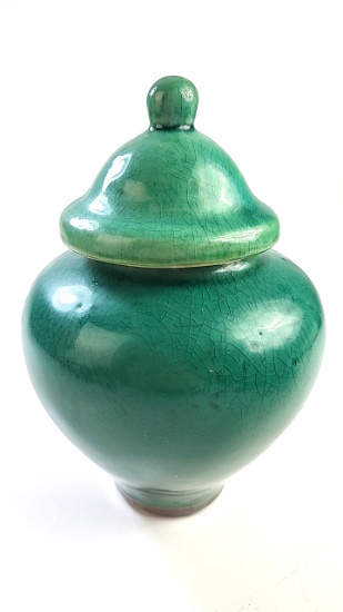 Green Lidded Ginger Jar - Age Unknown, Unmarked