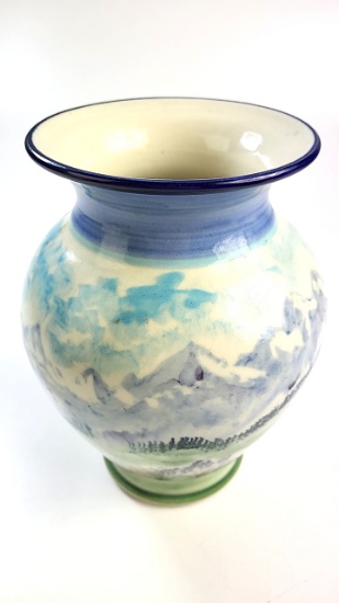 Hand-Painted Art Pottery Vase Signed