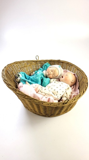 Pair of Yolanda Bello Dolls in Basket