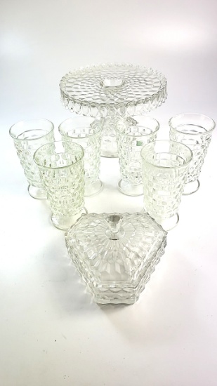 Fostoria American Glass Collection - Iced Tea Glasses, Cake Stand, Boxes +++