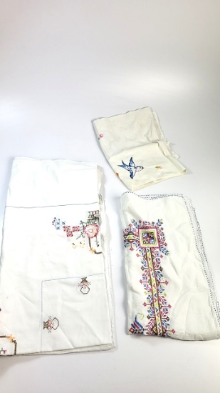 Vintage Hand-Made Embroidered Linens