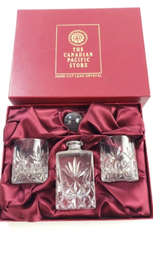Canadian Pacific Store Royal York Hotel Hand-cut Lead Crystal Decanter Set - two glasses