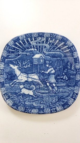 5 x Rorstrand Blue and White Collectors Plates 1977 1975 1971 1981 1971