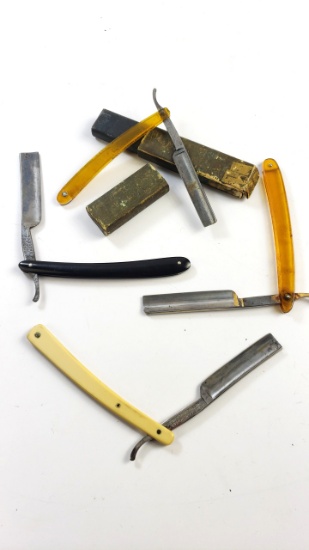 Collection of 4 Vintage Straight Razors - Gemco Henckels Uncle Sam Magnam