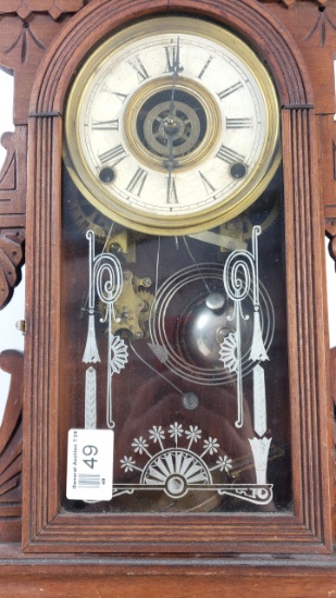 Antique Mantle / Gingerbread Alarm Clock - Runs, needs service