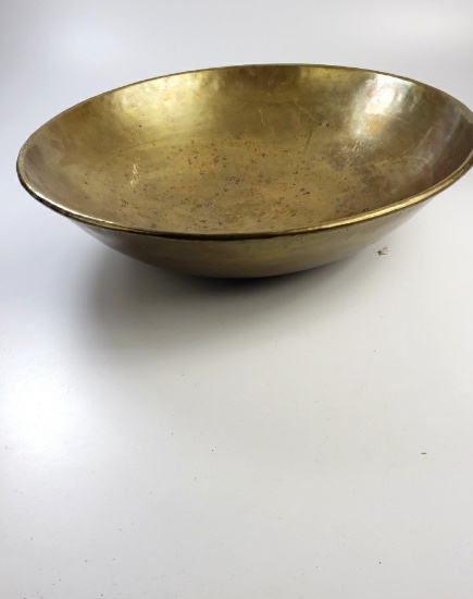 Large Vintage Brass Dough Bowl