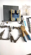 Jeweler/watchmaker Tool Lot With Articulating Clamps, Pliers, Fixture & Foredom Lubricant