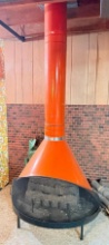 Mid Cent ModernSteel Orange Malm Cone Fireplace