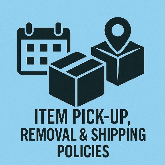ITEM PICK UP AND PREVIEW DATES & TIMES - READ BEFORE BIDDING!