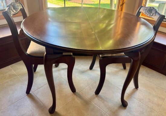Timeless Jacobean Revival! Mahogany Dining Table with Carved Chairs