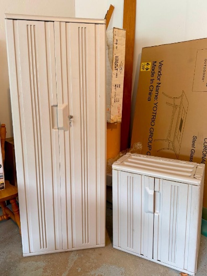 Rubbermaid Outdoor Storage Cabinets - Tall Locking Cabinet + Short Cabinet
