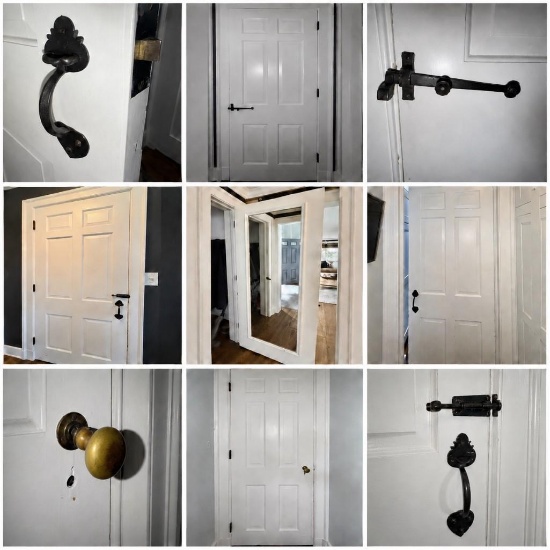 4 Solid Wood Six-Panel Interior Doors with Timeless Vintage Hardware