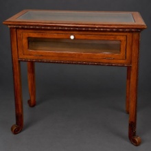 Vintage Glass Bijouterie Display Table - Jewelry Showcase with Carved Details!