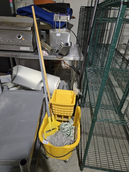Lot of Mops and Mop Bucket