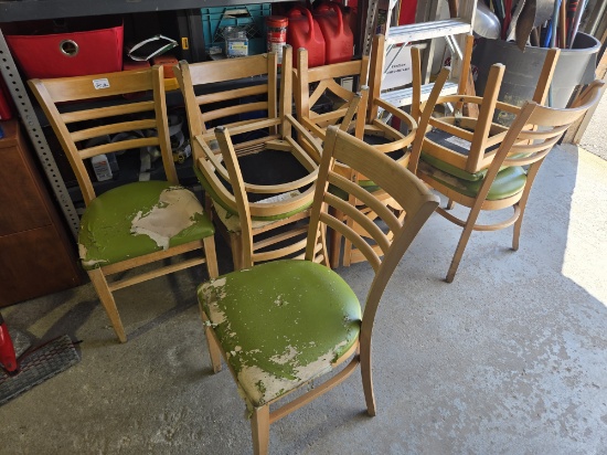 Lot of (8) Wood Dining Chairs (Need new upholstering)