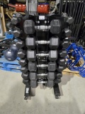 Dumbbell Rolling Stand w/ 2 x 1-10KG, 12.5KG, 15KG, 17.5KG, 20KG, Hex Dumbb