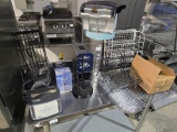 Lot of Misc, includes, soap dispenser, towel dispenser, coat racks, wire gr