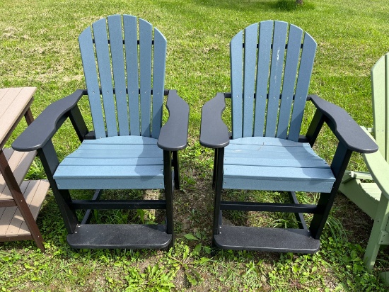 Pair of Teal Folding Polywood Deck Chairs