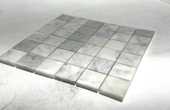 1 Crate 340sf 2"x2",1x2" White Carrara Basket Gray