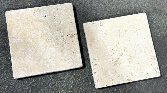 1 Crate 660sf 4"x4" Ivory Travertine tumbled