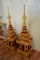 Pair Red/Gold Metal Buddhist Spirit Houses