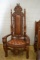 Italian Renaissance Leather Lion Head Throne Chair
