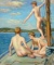 American School Painting Of Boys On A Boat