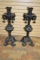 Pair Large Baroque Style Metal Floor Candlesticks