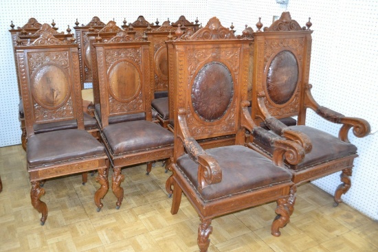 American Renaissance Style Walnut Dining Chairs 14
