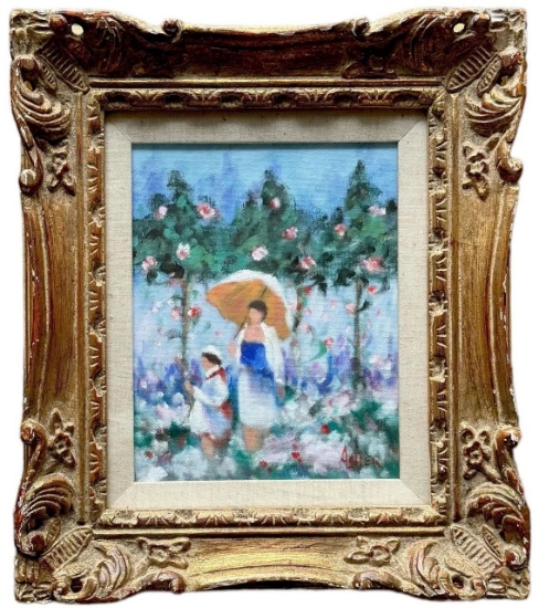 American School Impressionist Painting Sign Asher
