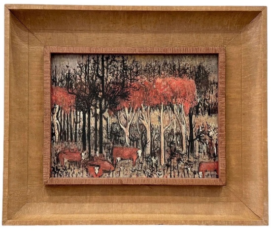 1950's Mid-Cen American Modernist Landscape Signed
