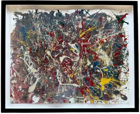 American School Action Drip Painting Signed