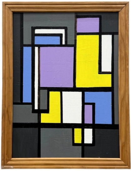Abstract Geometric Composition Painting in Frame